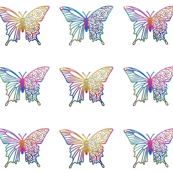 Rainbow Butterfly Stainless Steel 925 Hook Earrings NEW - Picture 1 of 1